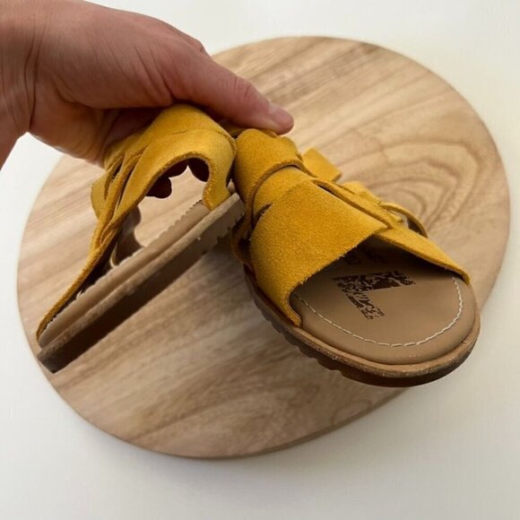 Sorel Yellow Genuine Suede Woven Slide Summer Sandals 9.5 - Picture 4 of 8
